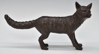 Bronze study of a fox standing on all fours, length 27cm
