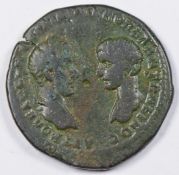Roman Imperial Severan Dynasty 193-235AD Macrinus and Diadumenian, Tetrassarion of Marcianopolis