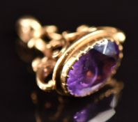 Victorian fob set with an amethyst, 7.1g
