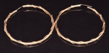 A pair of 9ct gold hoops with rope twist decoration, 2.8g 5.1cm