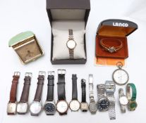 Fifteen various ladies and gentleman's watches including Pierce, Tissot Seastar automatic, Rotary,