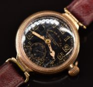 Marcks & Co Ltd of Bombay and Poona 9ct gold gentleman's wristwatch with subsidiary seconds dial,