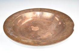 Chinese bronze or copper bowl with inlaid decoration of dragons, diameter 35cm