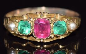 Victorian 9ct gold ring set with paste, Birmingham 1899, 1.3g, size R