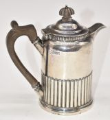 Edward VII hallmarked silver bachelor's hot water jug with reeded lower body, Sheffield 1909,