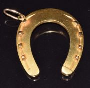 Victorian yellow metal horseshoe pendant, 11.2g, 3.3 x 4cm