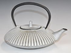 Japanese cast iron teapot with mark to underside, H19 x D23cm