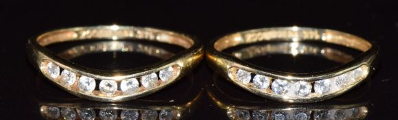 Two 14k gold rings set with cubic zirconia, 2.3g, size L
