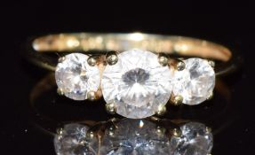 A 14ct gold ring set with cubic zirconia, 1.6g, size M