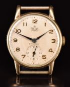 Smiths De Luxe 9ct gold gentleman's wristwatch ref. 12858 with inset subsidiary seconds dial,