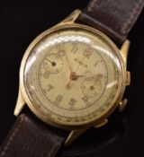 Sada gentleman's chronograph wristwatch with gold hands and Arabic numerals, champagne dial, gold