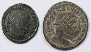Roman Imperial Constantine large AE Follis 26mm with silvering, rev. Genio Popvli Romani, together