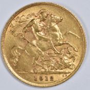 1912 George V gold half sovereign