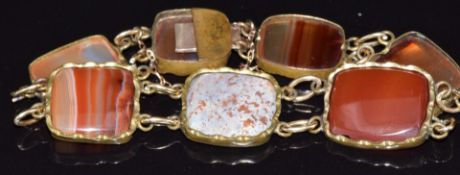 Victorian bracelet set with agate, 17cm long