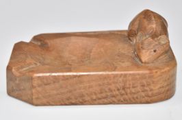 Robert 'Mouseman' Thompson adzed oak pin or ashtray, length 10cm