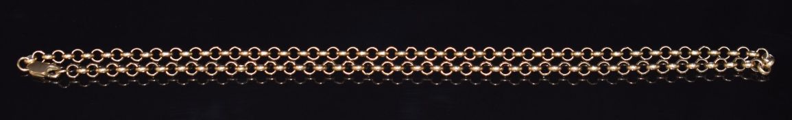 A 9ct gold necklace made up of circular links, 56cm long, 32.3g