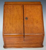 19th or early 20thC oak stationery box with Bramah lock, the fitted letter rack interior also having