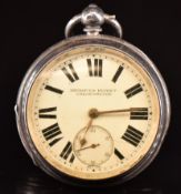 C Berry of Hatton Garden hallmarked silver open faced pocket watch with inset subsidiary seconds