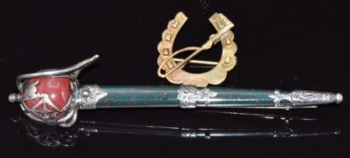 Scottish silver kilt pin set with bloodstone, with kitemark for 10th February 1857, and a silver