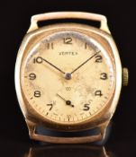 Vertex 9ct gold gentleman's wristwatch ref. 12102 with subsidiary seconds dial, blued hands and