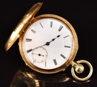 Jonathan J Peters & Co of Bristol 18ct gold keyless winding half hunter pocket watch with inset