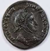 Roman Imperial, Constantine I AE3 (Ticinum) MM ST, rev 2 victories shield in SC. VOT PR. 'As