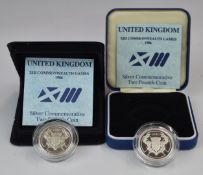 Royal Mint Commonwealth Games £2 silver coins, cased with certificates