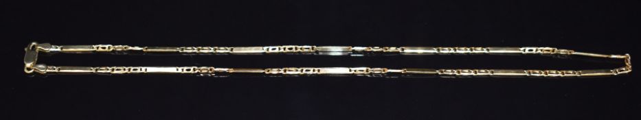 A 9ct gold curb and bar link necklace, 8.5g, 46cm long