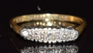 Art Deco 18ct gold ring set with diamonds in a platinum setting, 2.3g, size K