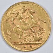 1912 George V gold full sovereign