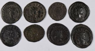 Eight Roman Imperial Antoninianus coins comprising Numerian AD282-3, Salonina wife of Galienus,