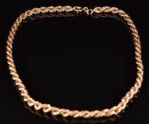A 9ct gold rope twist necklace, 12.4g, 46cm long