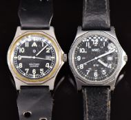 Two MWC military wristwatches ref. G10/98 and 2428-922, each with date apertures, luminous hands,
