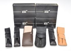 Four boxed Montblanc ink bottles and six pen pouches, most marked Kingsley England