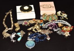 A collection of jewellery including Kirks Folly necklaces & brooch, Joan Rivers necklace, Judy