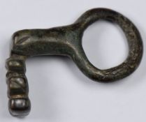 Roman bronze keyring in the form of an angled key. 3rd-4thC AD