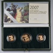 Royal Mint 2007 United Kingdom limited edition no 243 proof three coin gold sovereign set comprising