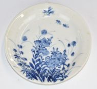 19thC Chinese blue and white dish with six character mark to base, diameter 16cm