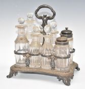 Victorian hallmarked silver eight bottle cruet stand, London 1837, maker Edward, Edward junior, John