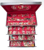 A collection of gold, silver and vintage earrings including acorns, cameo, agate, Airoldi, filigree,