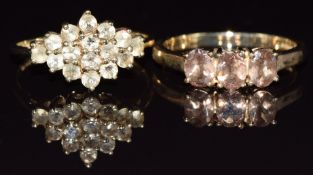 Two 9ct gold rings set with quartz, 4.2g, size N