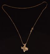 A 14k gold pendant set with a diamond (2.2g) on 9ct gold chain, 1.2g, 41cm long