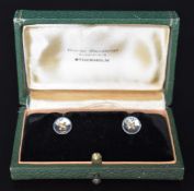 A pair of bi-coloured 18ct gold Swedish studs in Gerdt Sandkvist, Stockholm box, 2.5g