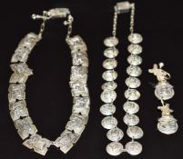 Two Peruvian silver necklaces and earrings