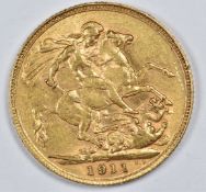 1911 George V gold full sovereign