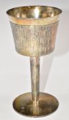 Retro hallmarked silver goblet with Devlin inspired bark effect design, London 1967, maker C J