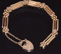 Edwardian 9ct gold gate bracelet, 9g, 20cm long