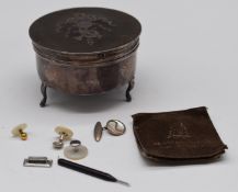 George V hallmarked silver and tortoiseshell jewellery casket raised on three legs, London 1916,