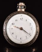 Thomas Place of Bedale hallmarked silver pair cased open faced pocket watch with gold hands, black