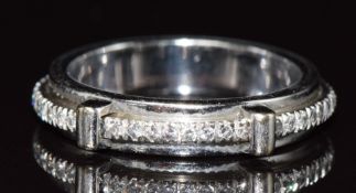 Asprey 18ct white gold eternity ring set with a diamonds on a moving rotating band, 4.9g, size J/K